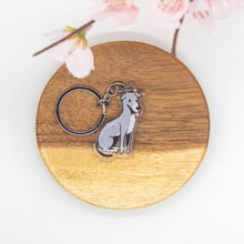 Load image into Gallery viewer, Light Gray Grey Hound Pet Dog Keychains Epoxy/Acrylic Keychain
