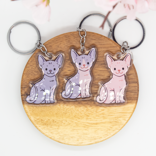 Sphynx Cat Keychain Epoxy/Acrylic Keychain