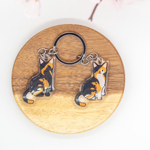 Calico Cat Keychain Epoxy/Acrylic Keychain