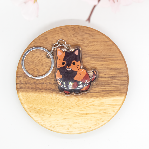 Tortoiseshell Cat Keychain Epoxy/Acrylic Keychain