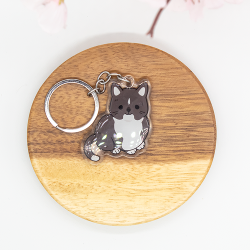 Tuxedo Cat Keychain Epoxy/Acrylic Keychain