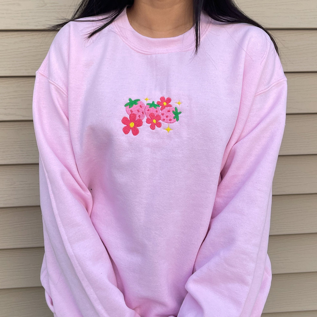 Embroidered Strawberry Sweatshirt