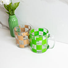 Load image into Gallery viewer, Oversized glass mugs in brown and apple green
