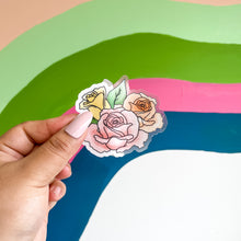 Load image into Gallery viewer, CLEAR Watercolor Floral Sticker
