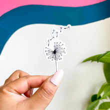 Load image into Gallery viewer, Black dandelion sticker with white outline
