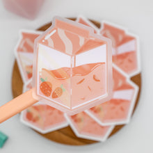 Load image into Gallery viewer, CLEAR Pink Strawberry Milk Carton Sticker
