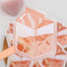 Load image into Gallery viewer, CLEAR Pink Strawberry Milk Carton Sticker
