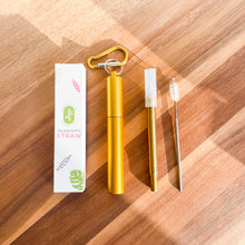 Load image into Gallery viewer, Gold Telescopic Straw with cleaning brush
