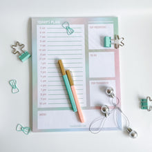 Load image into Gallery viewer, Pastel Rainbow Hourly Planner Notepad
