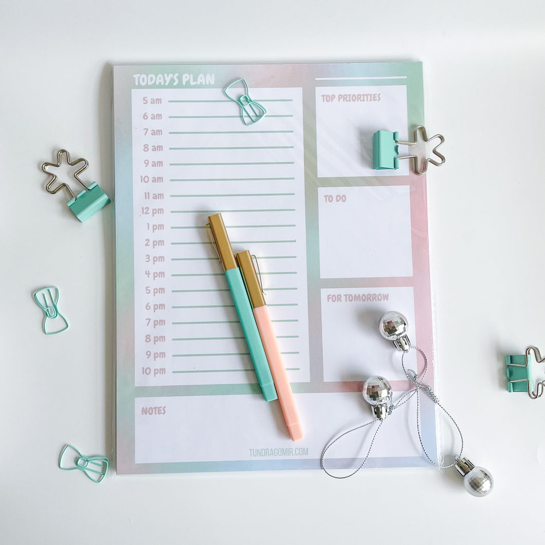 Pastel Rainbow Hourly Planner Notepad