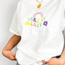 Load image into Gallery viewer, Embroidered Take It Easy T-shirt
