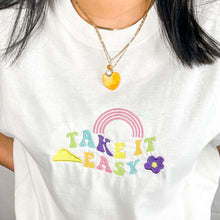 Load image into Gallery viewer, Embroidered Take It Easy T-shirt
