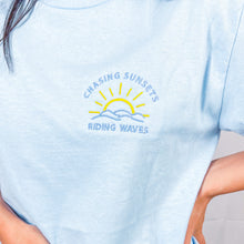 Load image into Gallery viewer, Chasing Sunsets-Riding Waves T-shirt
