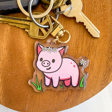 Load image into Gallery viewer, Daisy pig acrylic keychain 
