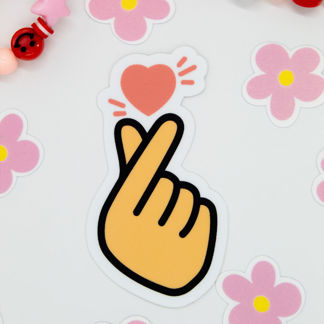 Pink Korean Finger Heart Sticker