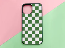 Load image into Gallery viewer, white checkers with forest green checkers
