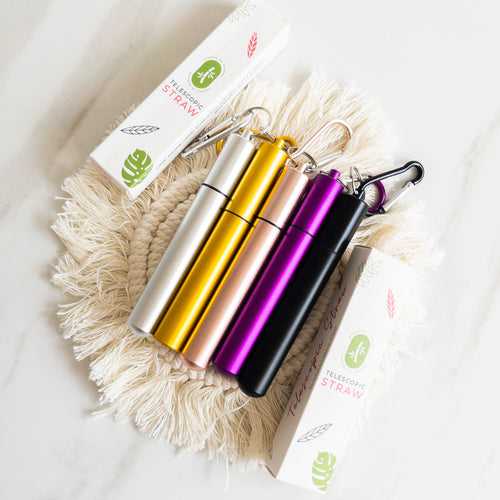 Stainless steel telescopic straws together