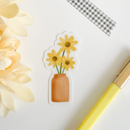 Sunflowers in a vase clear sticker
