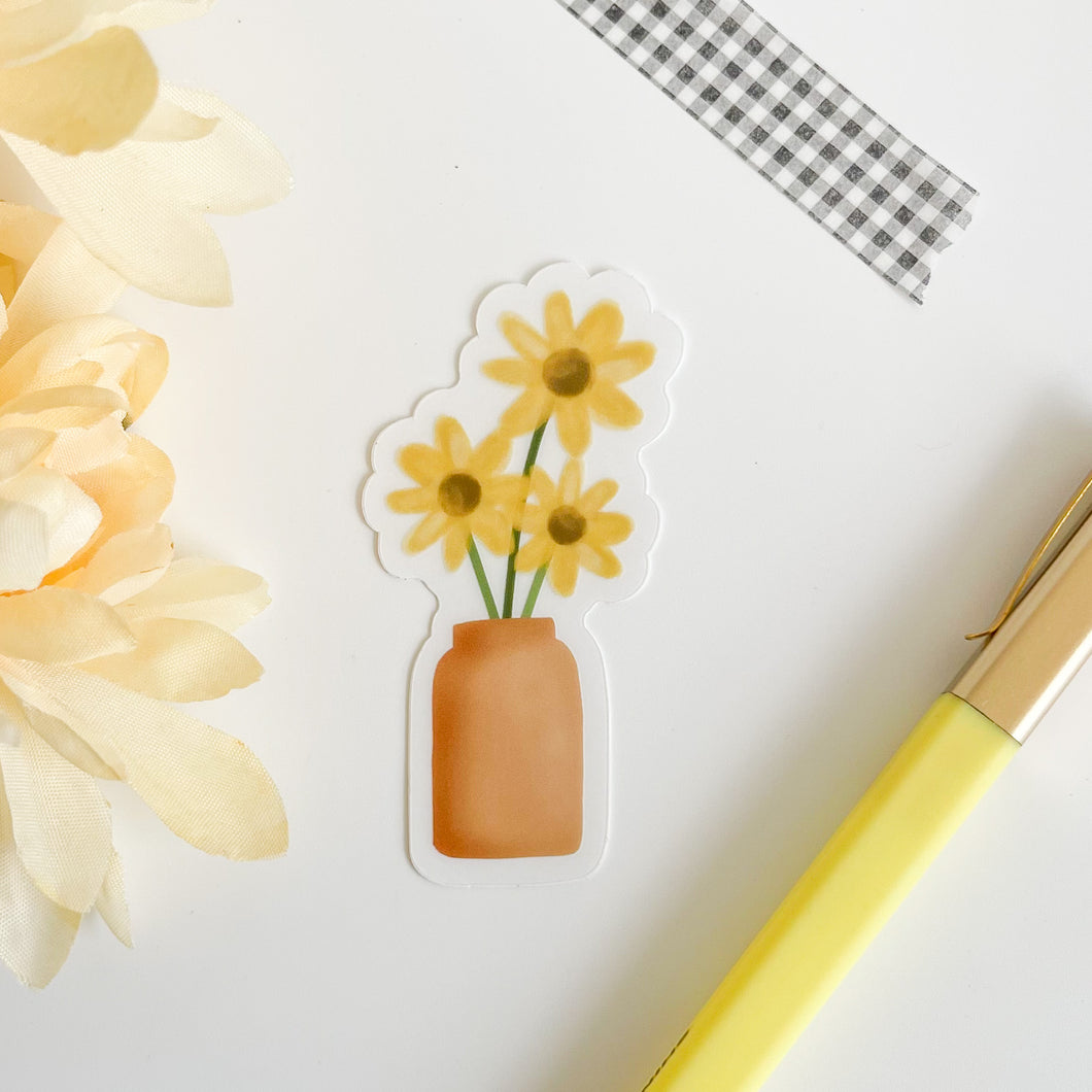 Sunflowers in a vase clear sticker