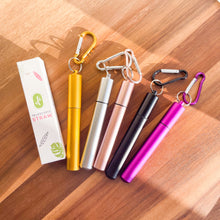 Load image into Gallery viewer, telescopic stainless steel straws with case

