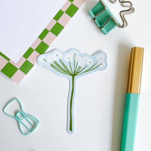 Wild flower sticker with blue out line 
