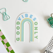 Load image into Gallery viewer, Good vibes only sticker on a white background
