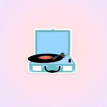Load image into Gallery viewer, Blue vintage style record player sticker
