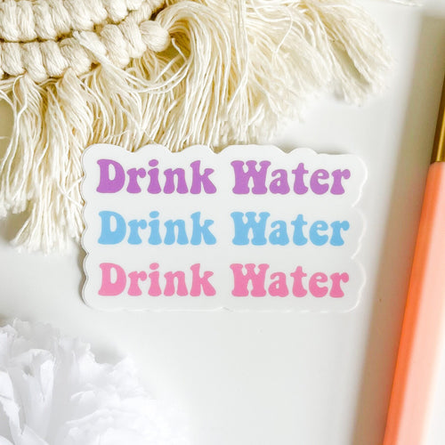 drink water reminder sticker on a buho decor