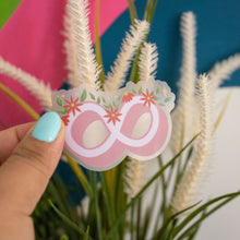 Load image into Gallery viewer, left side angle of the clear pink infinity symbol sticker
